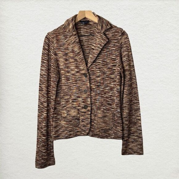 Magaschoni Brown Marbled Texture Silk Knit Blazer Jacket w Tank Neutral Career - Picture 2 of 12